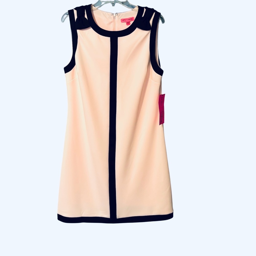 Betsey Johnson New With Tag Sleeveless Dress Blush Pink with Black Trim Lined
